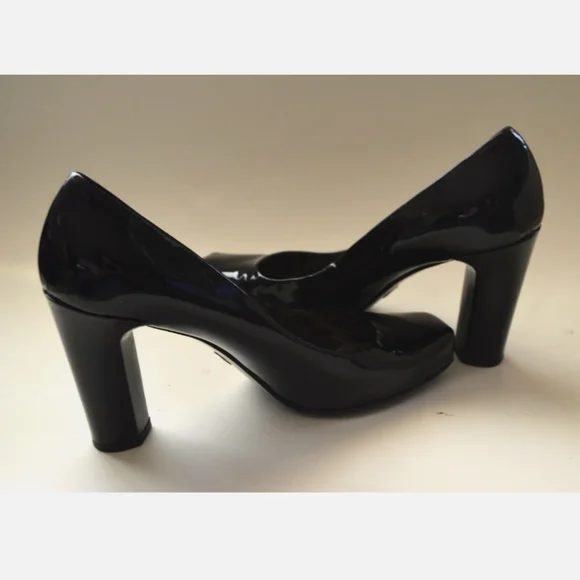 DOLCE & GABANNA  Black Patent Square Toe Block Heels Pumps  9.5 US 40 EU - Picture 6 of 11